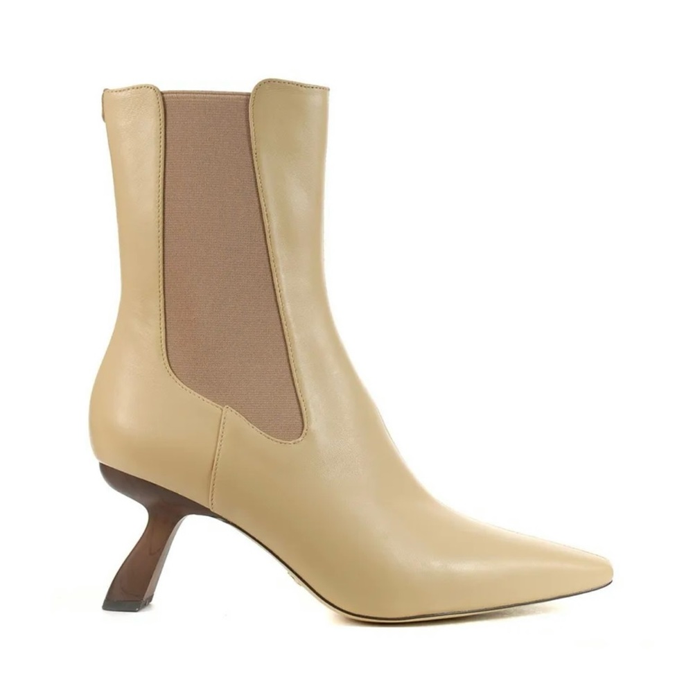 Sammie Almond Leather Stilletto Heeled Booties